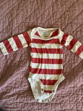 Carter's Red and White Striped Long-Sleeve Bodysuit